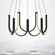 Contemporary U-Shaped Led Chandelier Light: Black/White/Gold Acrylic Ceiling Pendant (White/Warm