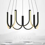 Contemporary U-Shaped Led Chandelier Light: Black/White/Gold Acrylic Ceiling Pendant (White/Warm