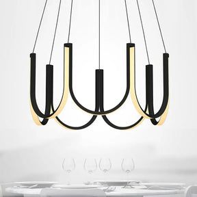 Contemporary U-Shaped Led Chandelier Light: Black/White/Gold Acrylic Ceiling Pendant (White/Warm