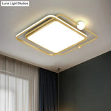 Contemporary Ultrathin Gold Flush Mount Led Ceiling Light For Bedroom