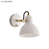 Contemporary Wall Lamp With Adjustable Arm And White Glass Dome