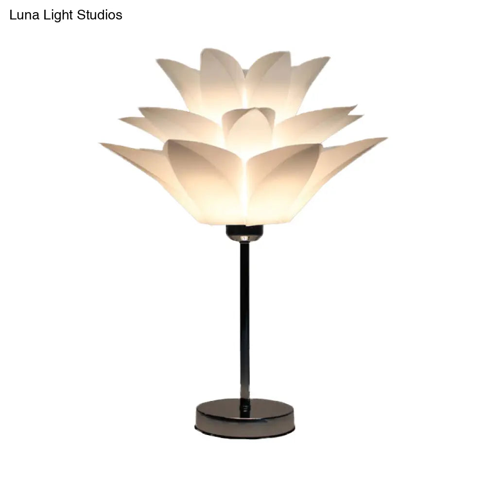 Contemporary White Bedroom Nightstand Light - Flower Acrylic Shade Table Lamp
