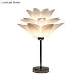 Contemporary White Bedroom Nightstand Light - Flower Acrylic Shade Table Lamp