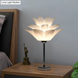 Contemporary White Bedroom Nightstand Light - Flower Acrylic Shade Table Lamp