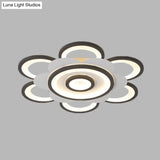 Contemporary White & Black Flower Flushmount Led Ceiling Light In White/Warm - 20.5’/24.5’ W