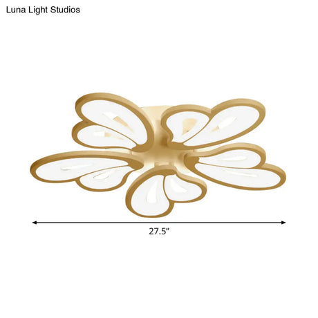 Contemporary White Butterfly Wing Ceiling Flush Light With Warm/White - Ideal For Hotels