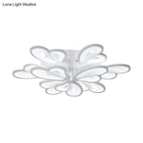 Contemporary White Butterfly Wing Ceiling Flush Light With Warm/White - Ideal For Hotels