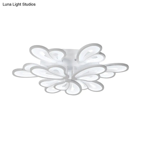 Contemporary White Butterfly Wing Ceiling Flush Light With Warm/White - Ideal For Hotels