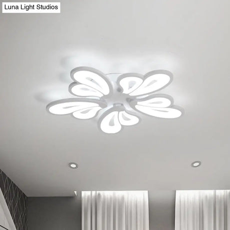 Contemporary White Butterfly Wing Ceiling Flush Light With Warm/White - Ideal For Hotels