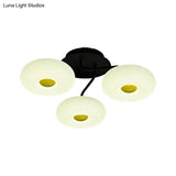 Contemporary White Circular Semi Flush Ceiling Light With 1/3/5 Heads - Acrylic Lamp For Living Room
