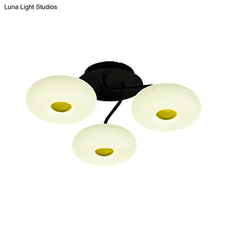 Contemporary White Circular Semi Flush Ceiling Light With 1/3/5 Heads - Acrylic Lamp For Living Room