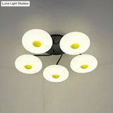 Contemporary White Circular Semi Flush Ceiling Light With 1/3/5 Heads - Acrylic Lamp For Living Room