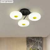 Contemporary White Circular Semi Flush Ceiling Light With 1/3/5 Heads - Acrylic Lamp For Living Room