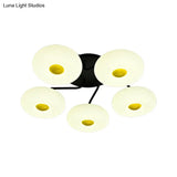 Contemporary White Circular Semi Flush Ceiling Light With 1/3/5 Heads - Acrylic Lamp For Living Room