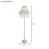 Contemporary White Crystal 4-Head Floor Lamp With Candlestick Shade For Living Room Lighting
