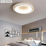 Contemporary White Drum Metal Ceiling Light - 18’/21.5’ Wide Led Flush Mount Fixture In