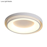 Contemporary White Drum Metal Ceiling Light - 18’/21.5’ Wide Led Flush Mount Fixture In