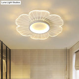 Contemporary White Flower Flushmount Led Lamp - Ultra - Thin & Versatile Sizes In Warm Light