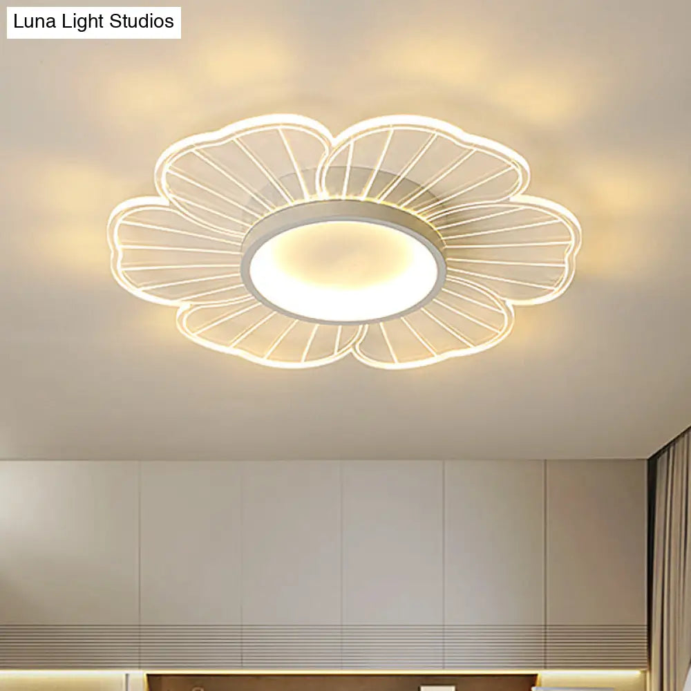 Contemporary White Flower Flushmount Led Lamp - Ultra-Thin & Versatile Sizes In Warm Light / 16.5