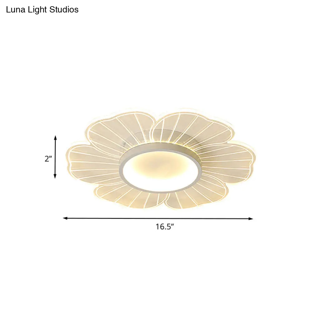 Contemporary White Flower Flushmount Led Lamp - Ultra - Thin & Versatile Sizes In Warm Light