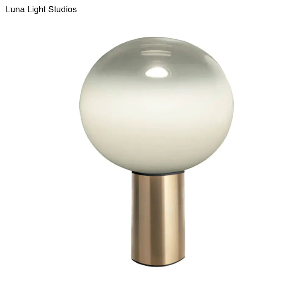 Contemporary White Glass Brass Nightstand Lamp - Global Table Light (6/10/14 Wide)