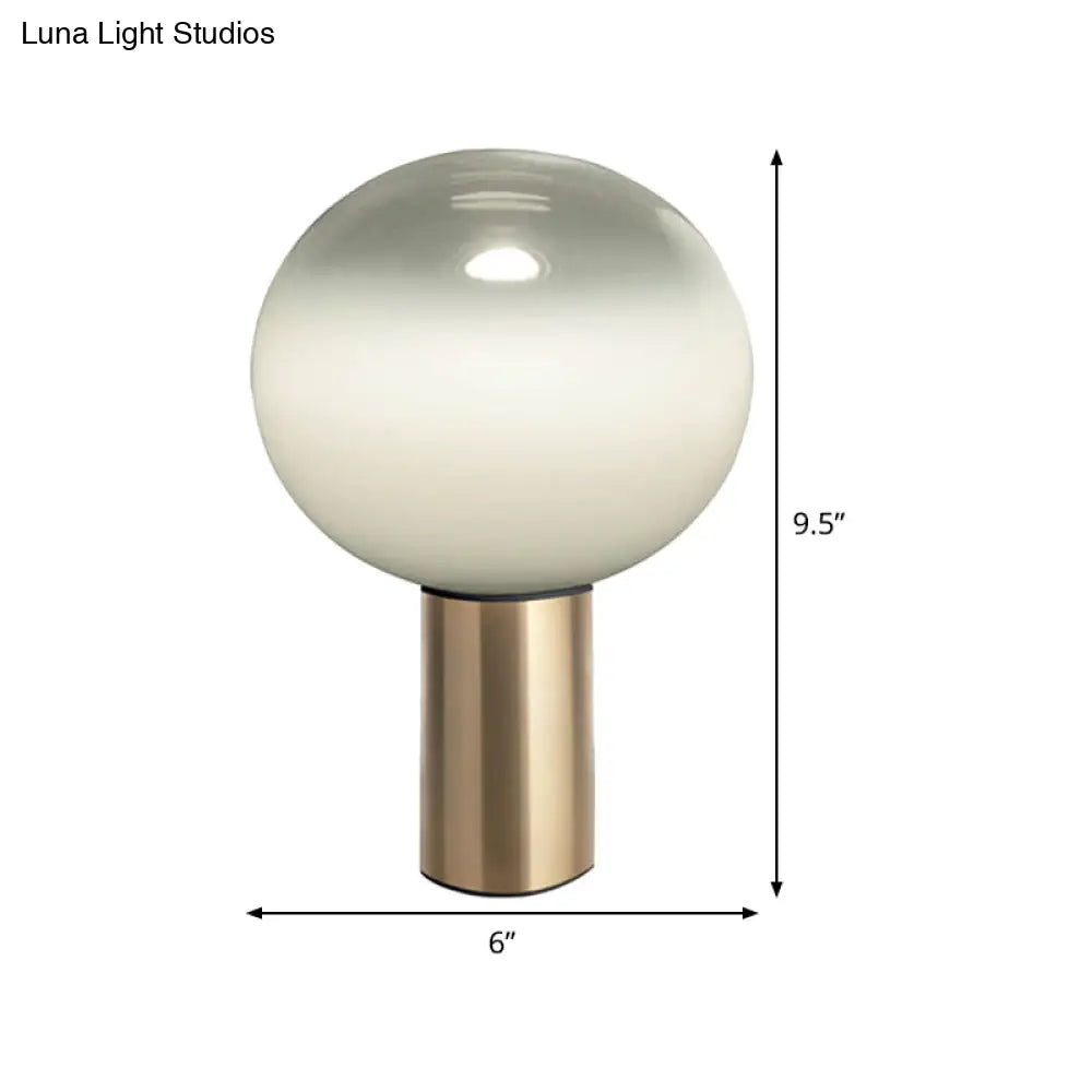 Contemporary White Glass Brass Nightstand Lamp - Global Table Light (6/10/14 Wide)