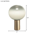 Contemporary White Glass Brass Nightstand Lamp - Global Table Light (6/10/14 Wide)