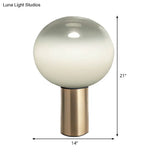 Contemporary White Glass Brass Nightstand Lamp - Global Table Light (6/10/14 Wide)