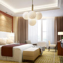 Contemporary White Glass Chandelier Lamp – 5/13 Lights Brass Pendant Light With Spherical Design 5 /