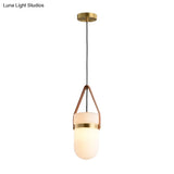 Contemporary White Glass Cylinder Pendant Lamp For Bedroom Ceiling