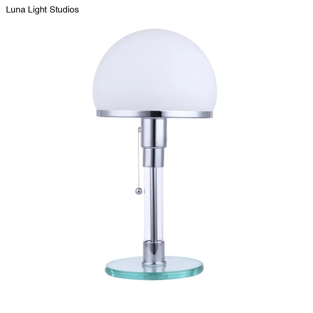 Contemporary White Glass Nightstand Lamp With Blue Reading Light