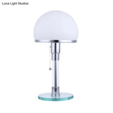 Contemporary White Glass Nightstand Lamp With Blue Reading Light