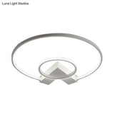 Contemporary White/Gold Led Ceiling Flush Mount With Chic 2 - Circle Design