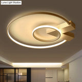 Contemporary White/Gold Led Ceiling Flush Mount With Chic 2 - Circle Design