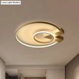 Contemporary White/Gold Led Ceiling Flush Mount With Chic 2 - Circle Design