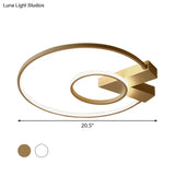 Contemporary White/Gold Led Ceiling Flush Mount With Chic 2 - Circle Design