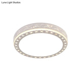 Contemporary White Led Corridor Flush Mount Light Fixture With Clear Crystal Blocks