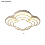 Contemporary White Led Flower Ceiling Light Fixture - Multi - Tier Acrylic Design