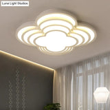Contemporary White Led Flower Ceiling Light Fixture - Multi - Tier Acrylic Design