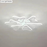Contemporary White Led Flush Mount Ceiling Light With Acrylic Horn Design For Living Room