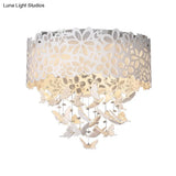 Contemporary White Led Indoor Flush Mount Ceiling Light With Butterfly Shade - 4/8 - Light