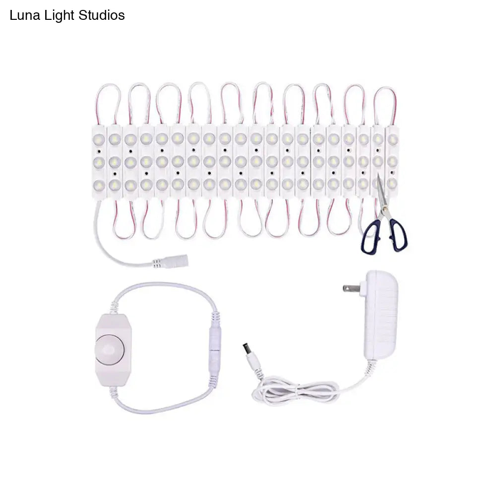 Contemporary White Led Vanity Strip Light: Plastic Linear Make-Up Lighting For Dressing Room
