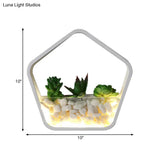 Contemporary White Metal Stone Sconce Lamp For Childs Bedroom With Fake Succulent Wall Light