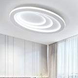 Contemporary White Oval Led Flush Ceiling Light For Living Room /