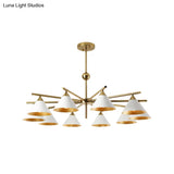 Contemporary White Pyramid Shade Pendant Light: Elegant Metallic Chandelier For Living Room