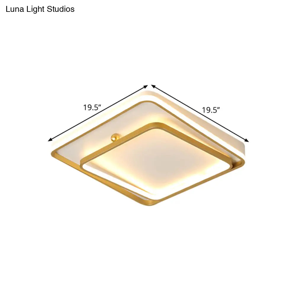 Contemporary White Square Frame Ceiling Led Flush Mount Lamp 19.5’ Wide - Warm/White Light