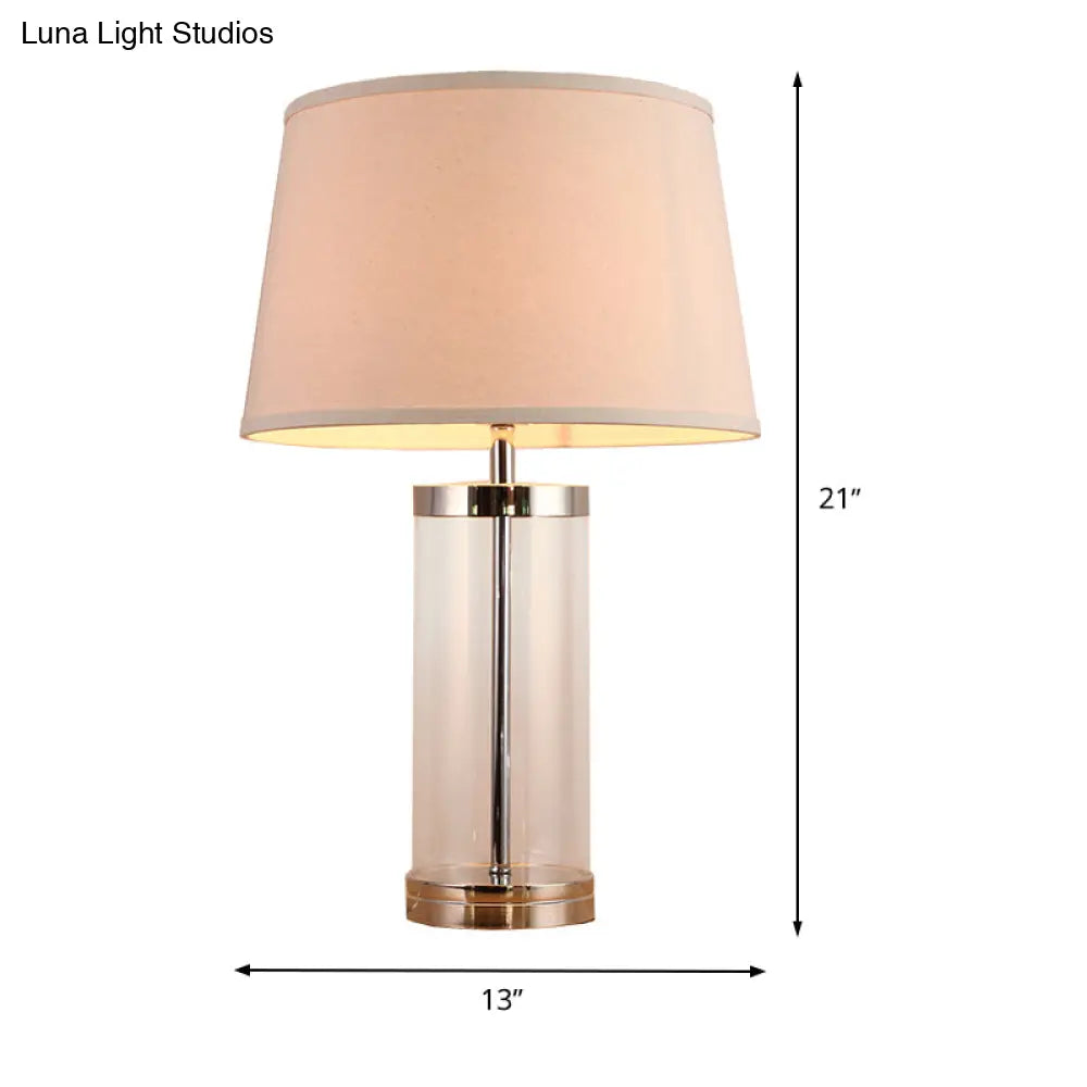 Contemporary White Tapered Drum Task Lighting For Reading - 1 Head Book Light