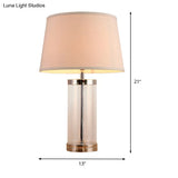 Contemporary White Tapered Drum Task Lighting For Reading - 1 Head Book Light