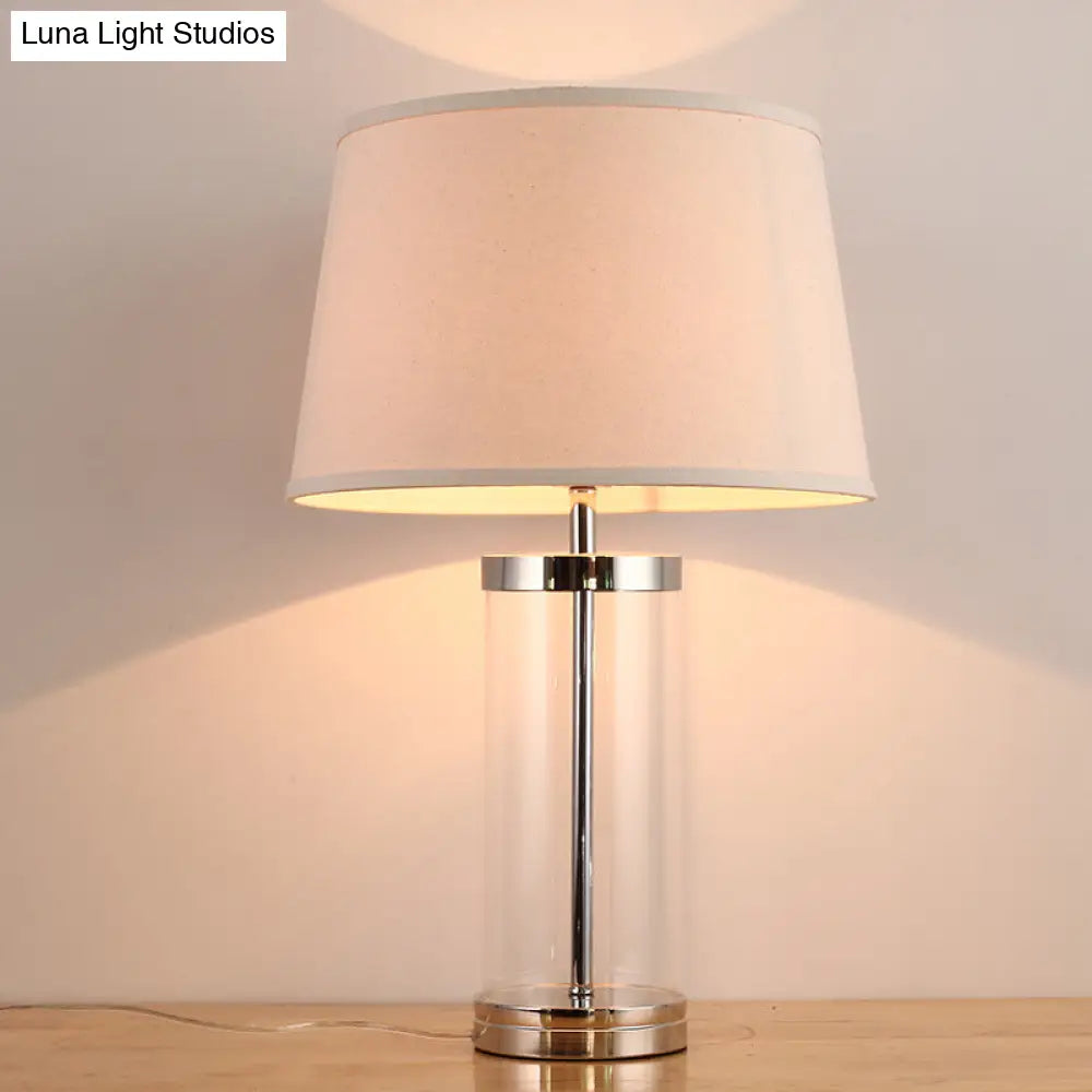 Contemporary White Tapered Drum Task Lighting For Reading - 1 Head Book Light