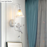 Contemporary White Wall Lamp With Bell Shade & Angel Design For Kids Room